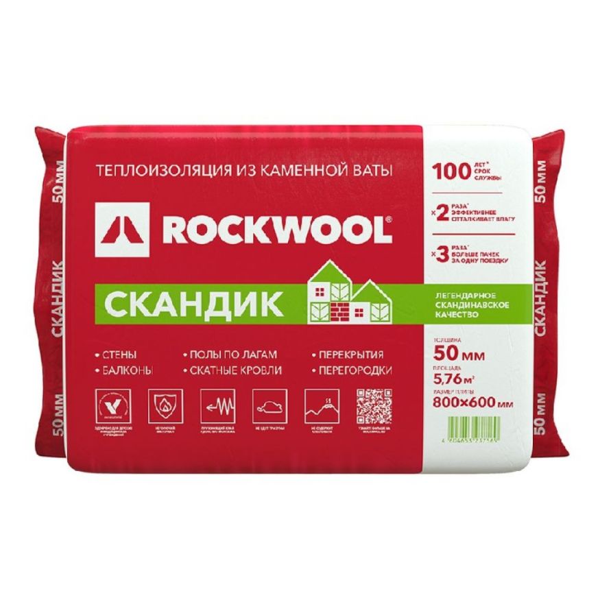 Утеплитель Лайт Баттс Скандик 50х600х800 Rockwool купить в Ростове