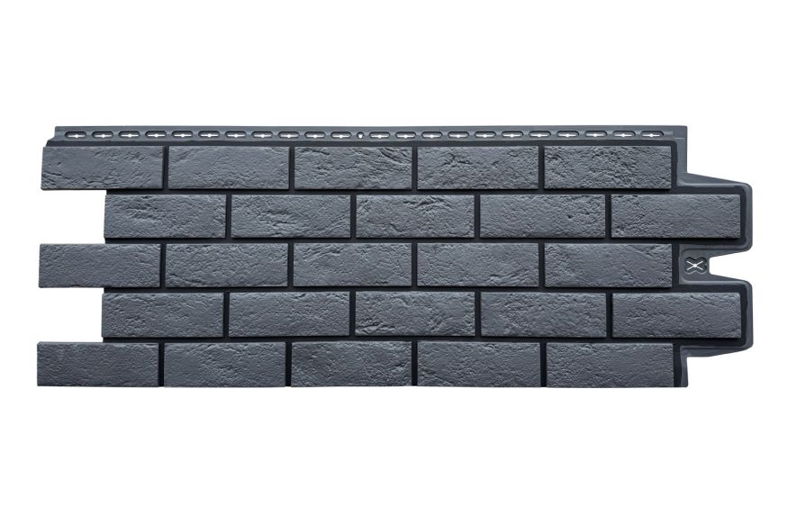 Фасадная панель Grand Line, Состаренный кирпич Design, Графит, шов RAL 9005 купить в Ростове